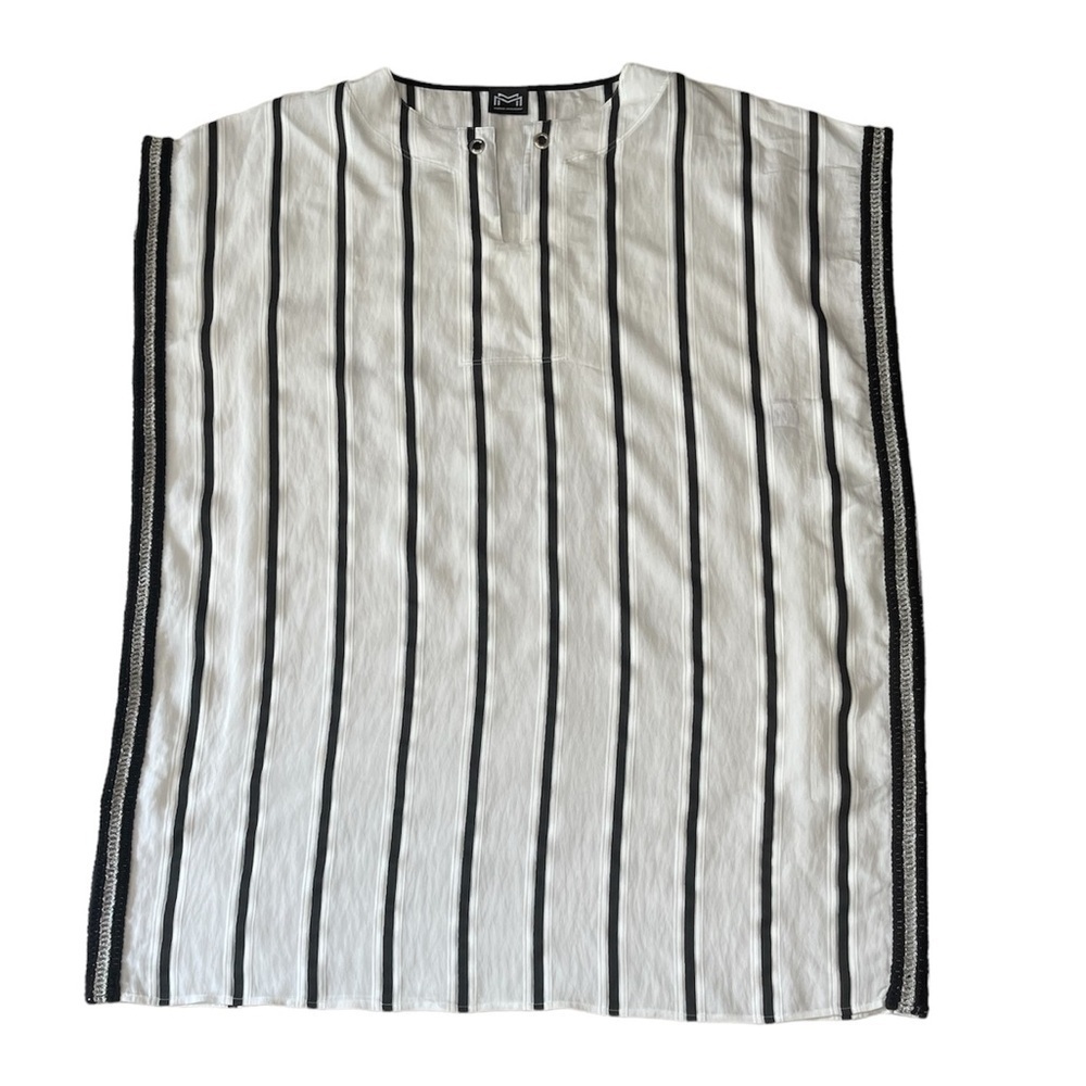 Maryan Mehlhorn Germany Black & White Stripe Caftan Tunic Swim Cover Size Small